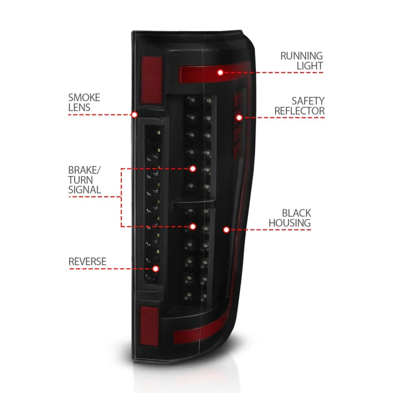 ANZO 2017+ Ford F-250 LED Taillights - Black/Smoke - Image 4