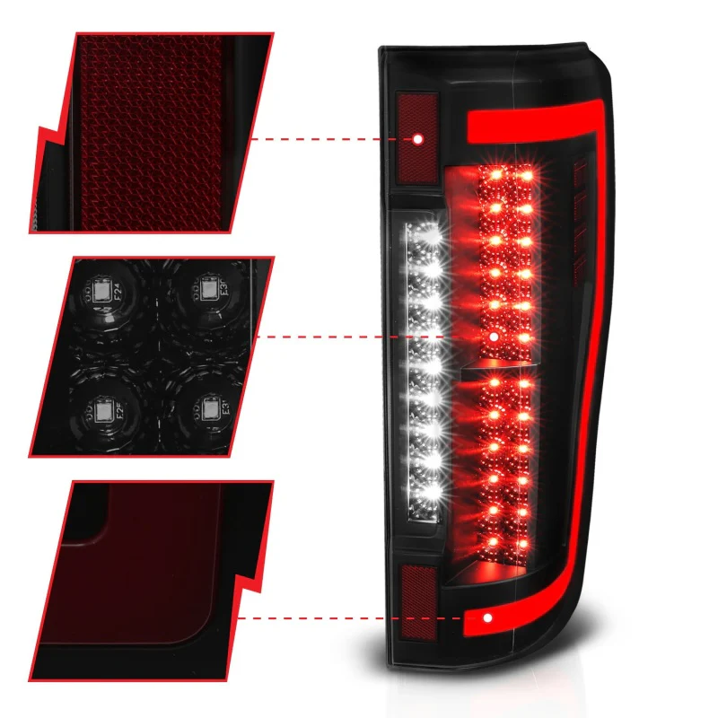 ANZO 2017+ Ford F-250 LED Taillights - Black/Smoke - Image 9