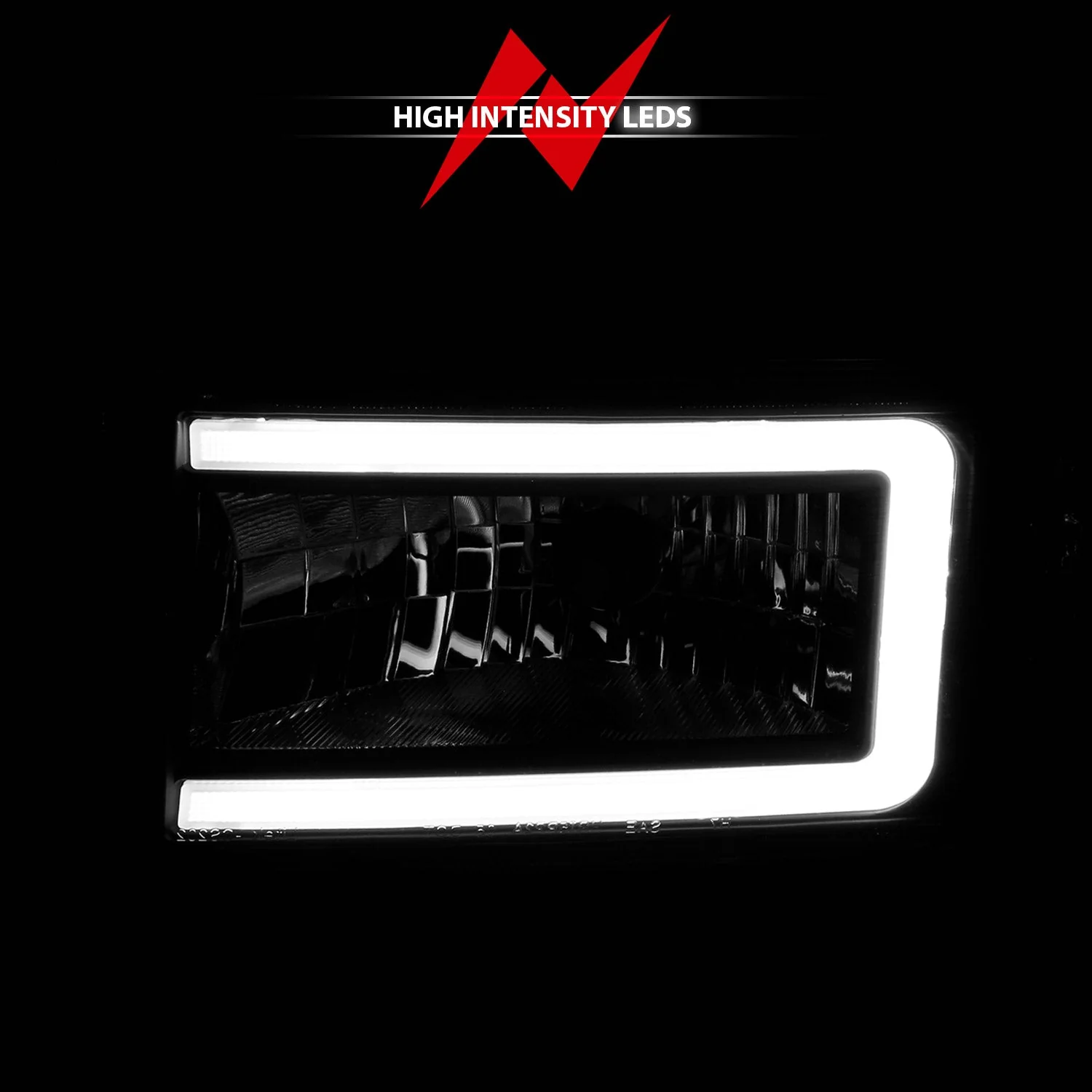 ANZO 94-02 Dodge RAM Crystal Headlight - w/ Light Bar Black Housing - Image 3