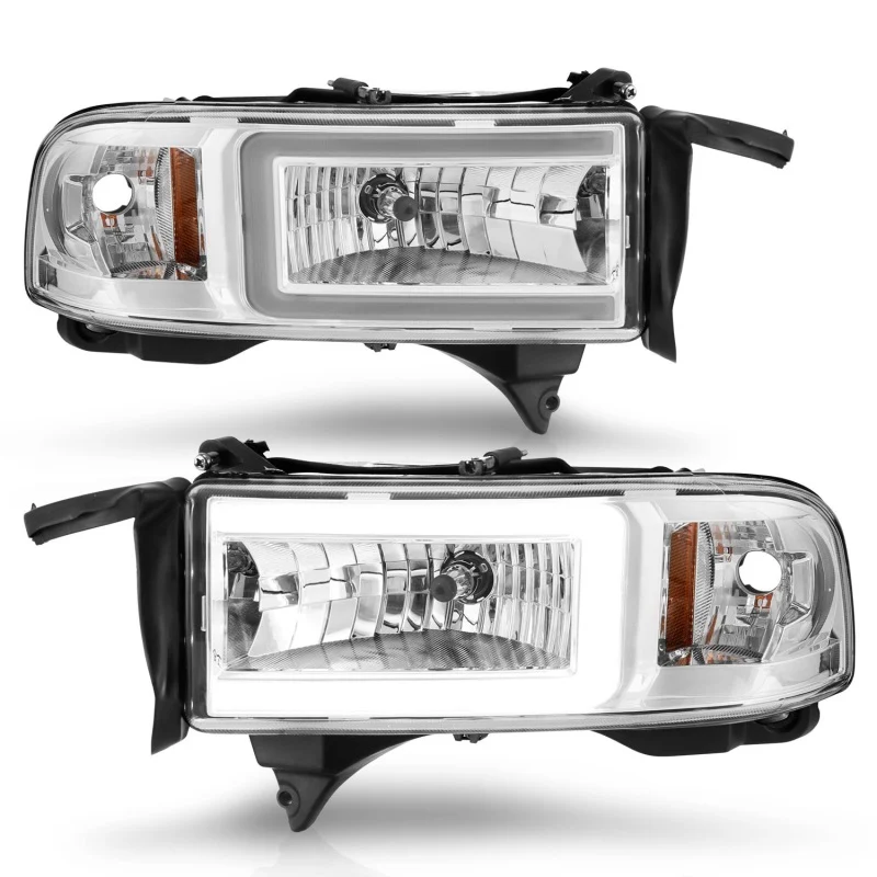 ANZO 94-02 Dodge RAM Crystal Headlight - w/ Light Bar Chrome Housing - Image 10