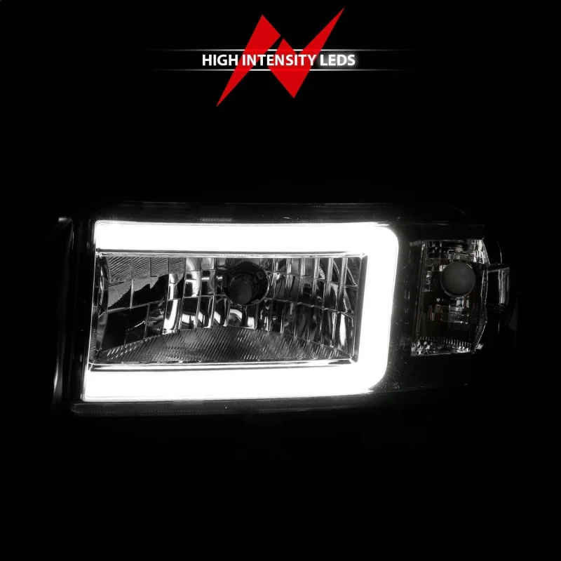ANZO 94-02 Dodge RAM Crystal Headlight - w/ Light Bar Chrome Housing - Image 6