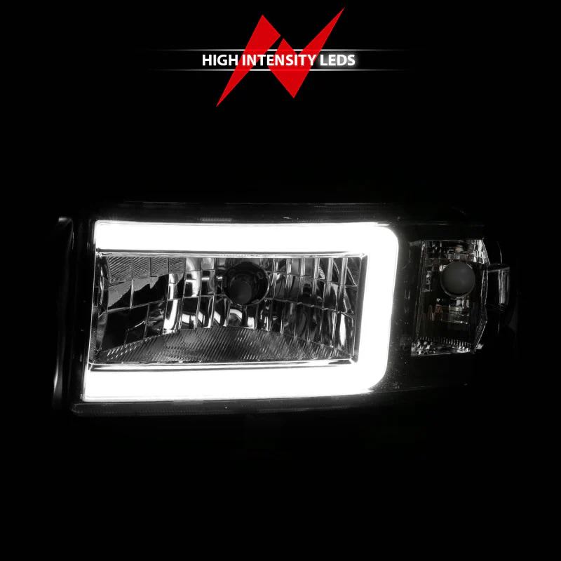 ANZO 94-02 Dodge RAM Crystal Headlight - w/ Light Bar Chrome Housing - Image 8
