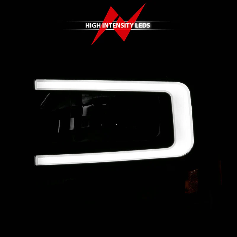 ANZO 99-04 Ford F250/F350/F450/Excursion (excl. 99) Crystal Headlights - w/ Light Bar Black Housing - Image 10