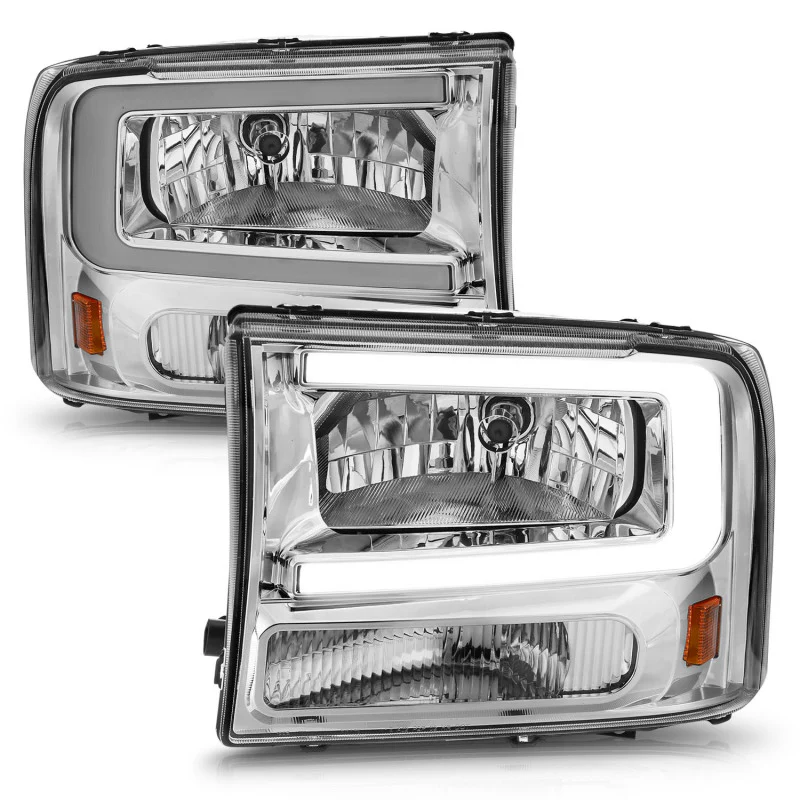 ANZO 99-04 Ford F250/F350/F450/Excursion (excl. 99) Crystal Headlights - w/ Light Bar Chrome Housing - Image 11