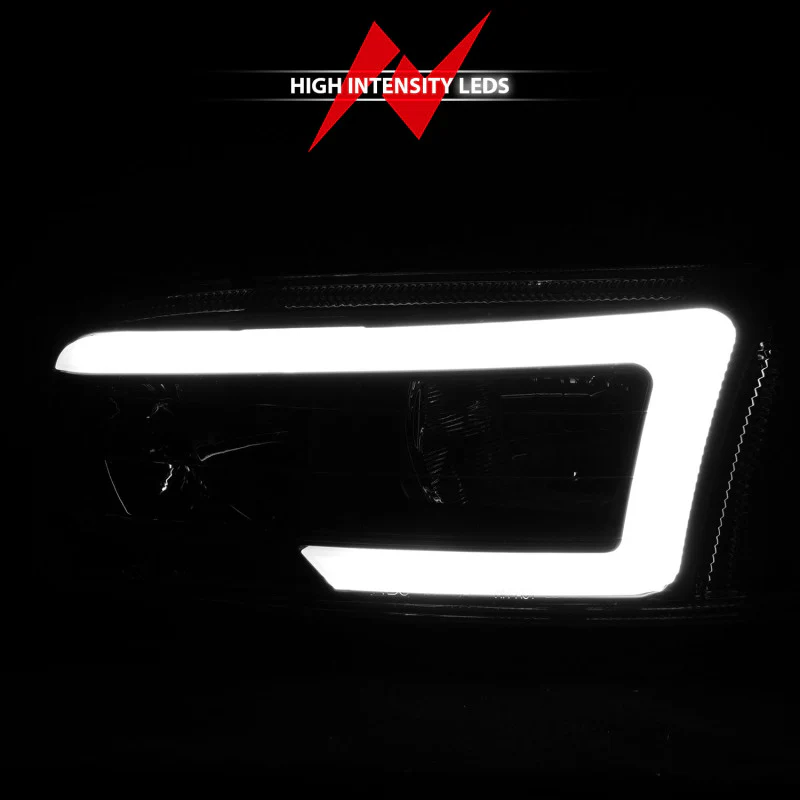 ANZO 99-17 GMC Sierra/Denali Headlights Black Amber (w/C Light Bars) - Image 2