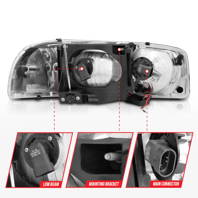 ANZO 99-17 GMC Sierra/Denali Headlights Black Amber (w/C Light Bars) - Image 6
