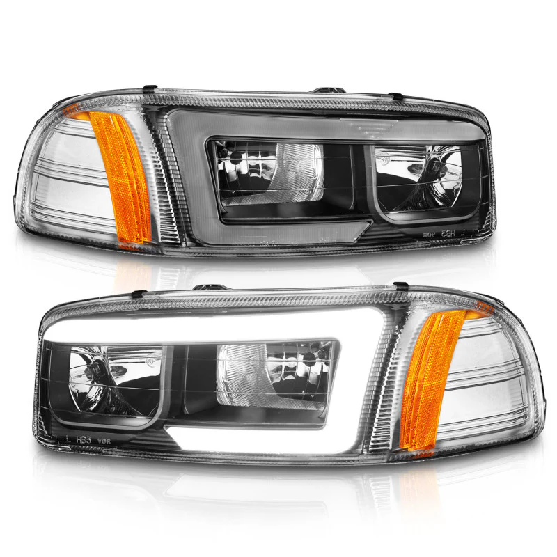 ANZO 99-17 GMC Sierra/Denali Headlights Black Amber (w/C Light Bars) - Image 7