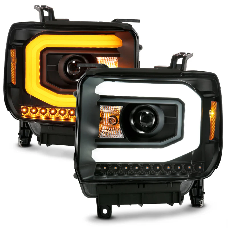 ANZO GMC SIERRA 1500 14-15 2500H/15-19 Projector Headlight Plank Style Black w/ Switchback (Halogen) - Image 4