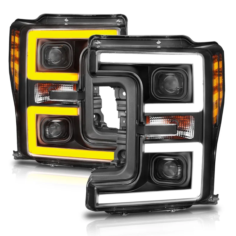 ANZO LED Headlights 17-18 Ford F-250 Super Duty Plank-Style L.E.D. Headlight Black (Pair) - Image 10