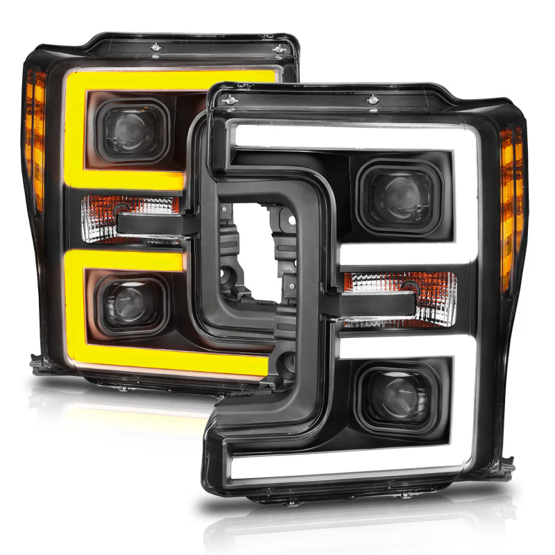 ANZO LED Headlights 17-18 Ford F-250 Super Duty Plank-Style L.E.D. Headlight Black (Pair) - Image 17