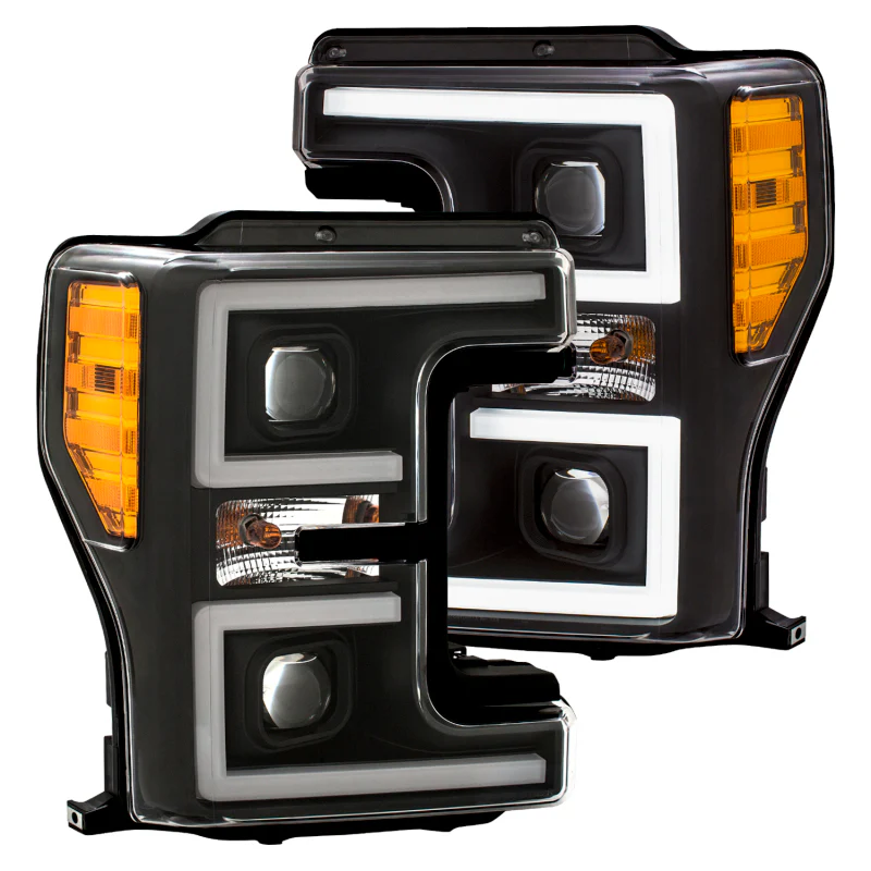 ANZO LED Headlights 17-18 Ford F-250 Super Duty Plank-Style L.E.D. Headlight Black (Pair) - Image 2