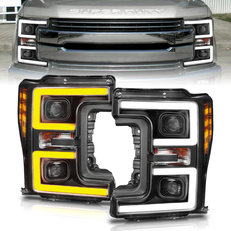 ANZO LED Headlights 17-18 Ford F-250 Super Duty Plank-Style L.E.D. Headlight Black (Pair) - Image 6