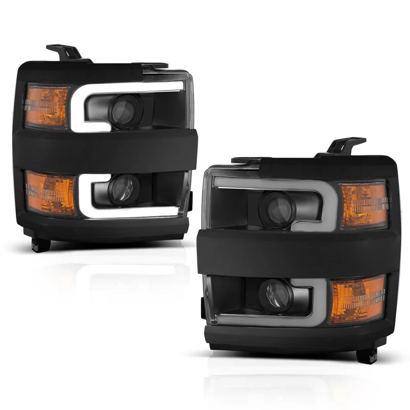 ANZO Projector Headlights 15-17 Chevrolet Silverado 2500HD / 3500HD Black w/ Black Rim - Image 11