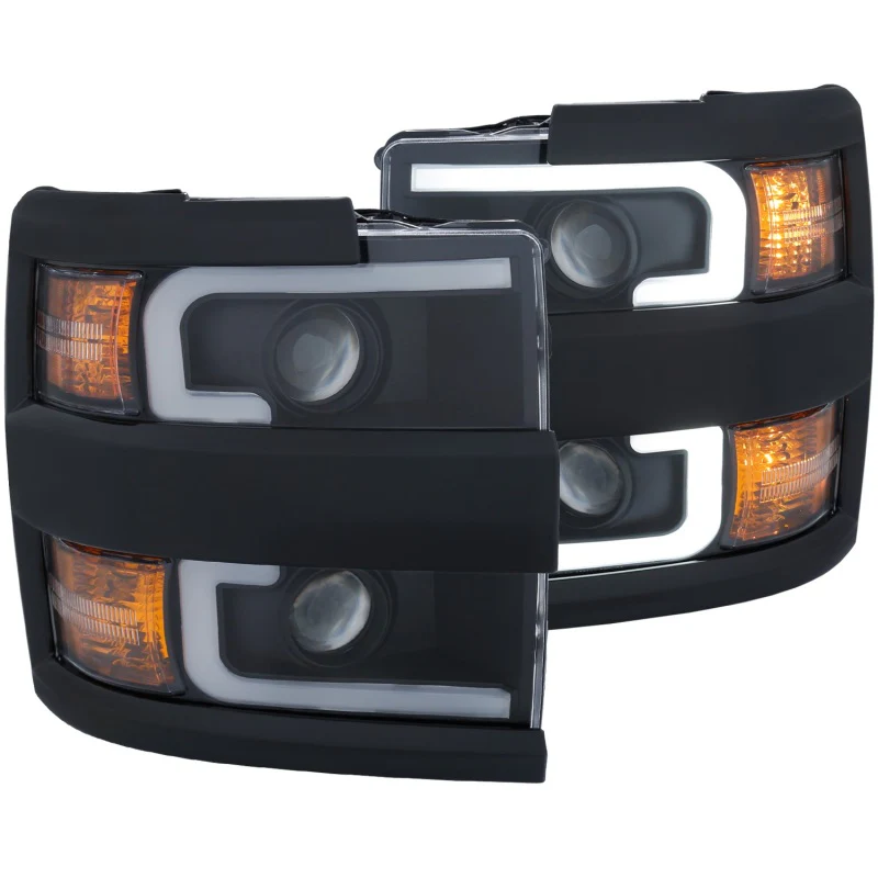 ANZO Projector Headlights 15-17 Chevrolet Silverado 2500HD / 3500HD Black w/ Black Rim - Image 14