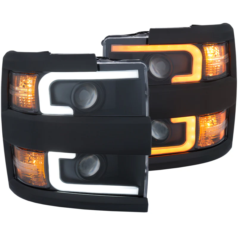 ANZO Projector Headlights 15-17 Chevrolet Silverado 2500HD / 3500HD Black w/ Black Rim - Image 6