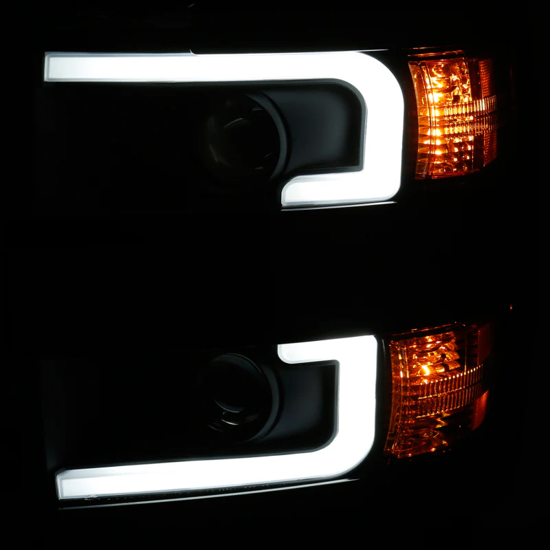 ANZO Projector Headlights 15-17 Chevrolet Silverado 2500HD / 3500HD Black w/ Black Rim - Image 9