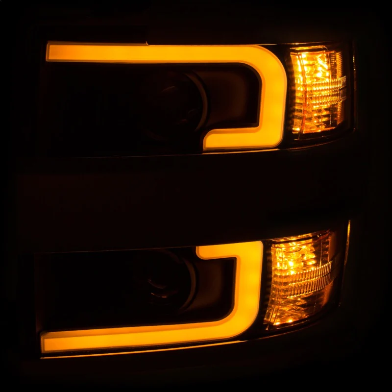ANZO Projector Headlights 15-17 Chevrolet Silverado 2500HD / 3500HD Black w/ Chrome Rim - Image 10