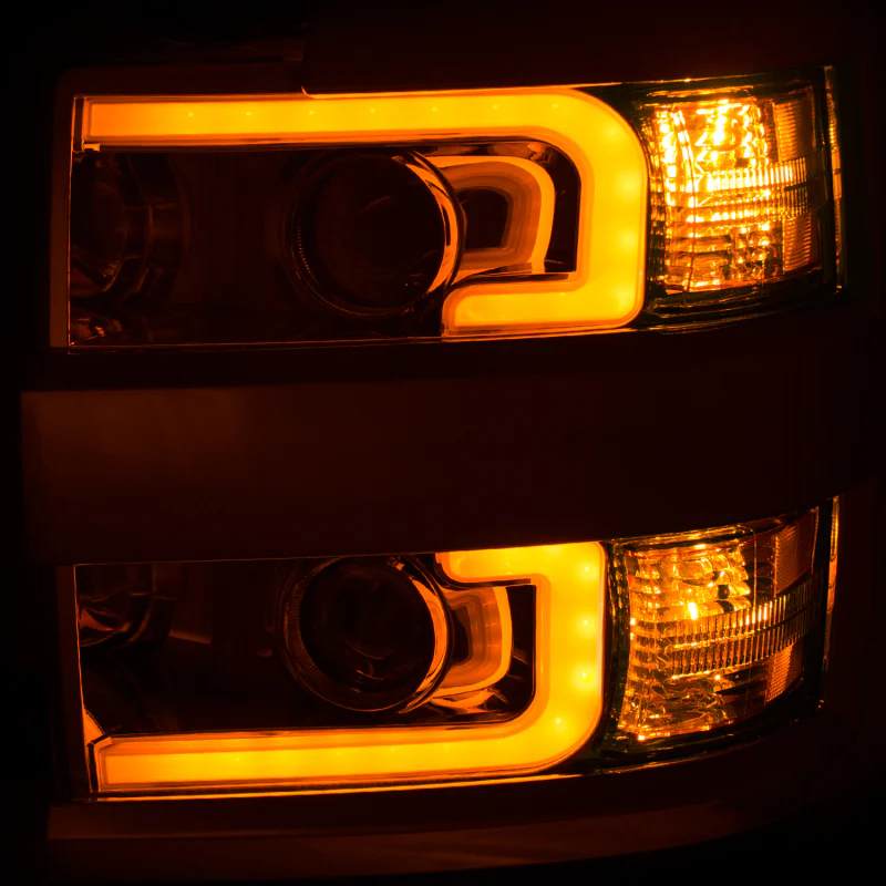 ANZO Projector Headlights 15-17 Chevrolet Silverado 2500HD / 3500HD Chrome w/ Chrome Rim - Image 11