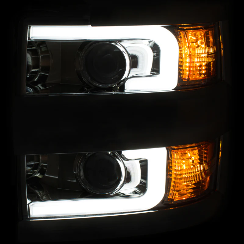 ANZO Projector Headlights 15-17 Chevrolet Silverado 2500HD / 3500HD Chrome w/ Chrome Rim - Image 13