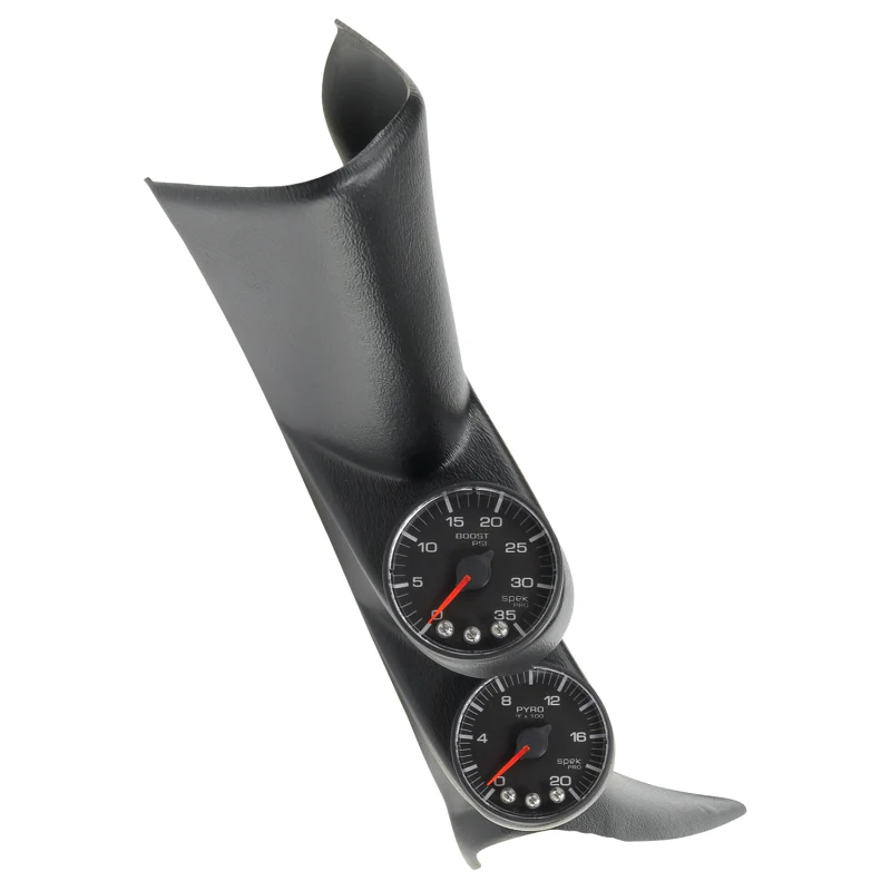 Autometer Diesel Gauge Kit A-Pillar w/ Speaker 01-07 GM Boost/EGT 60psi/2000 degree F Black Spek-Pro - Image 2