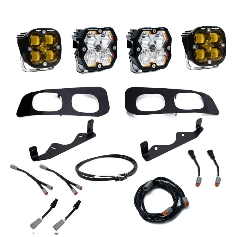 Baja Designs 2023+ Ford SD Squardon Pro/SAE 2.0 Dual Fog Pocket Kit Upfitter (SAE Fog) - Baja Amber