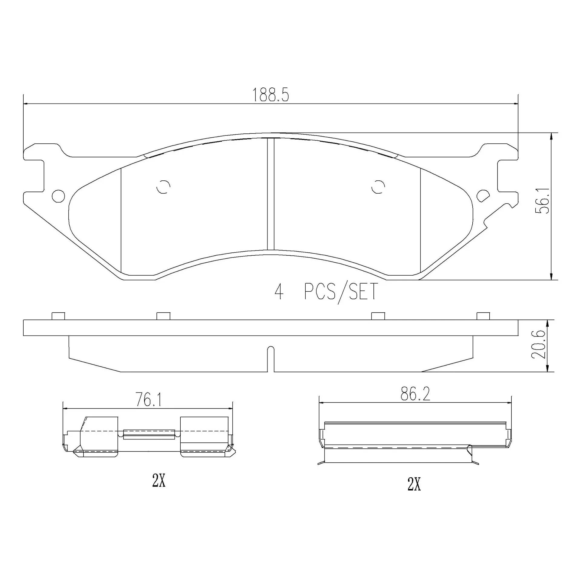 Brembo 01-02 Dodge Ram 2500/01-02 Ram 3500 Rear Premium NAO Ceramic OE Equivalent Pad - Image 3