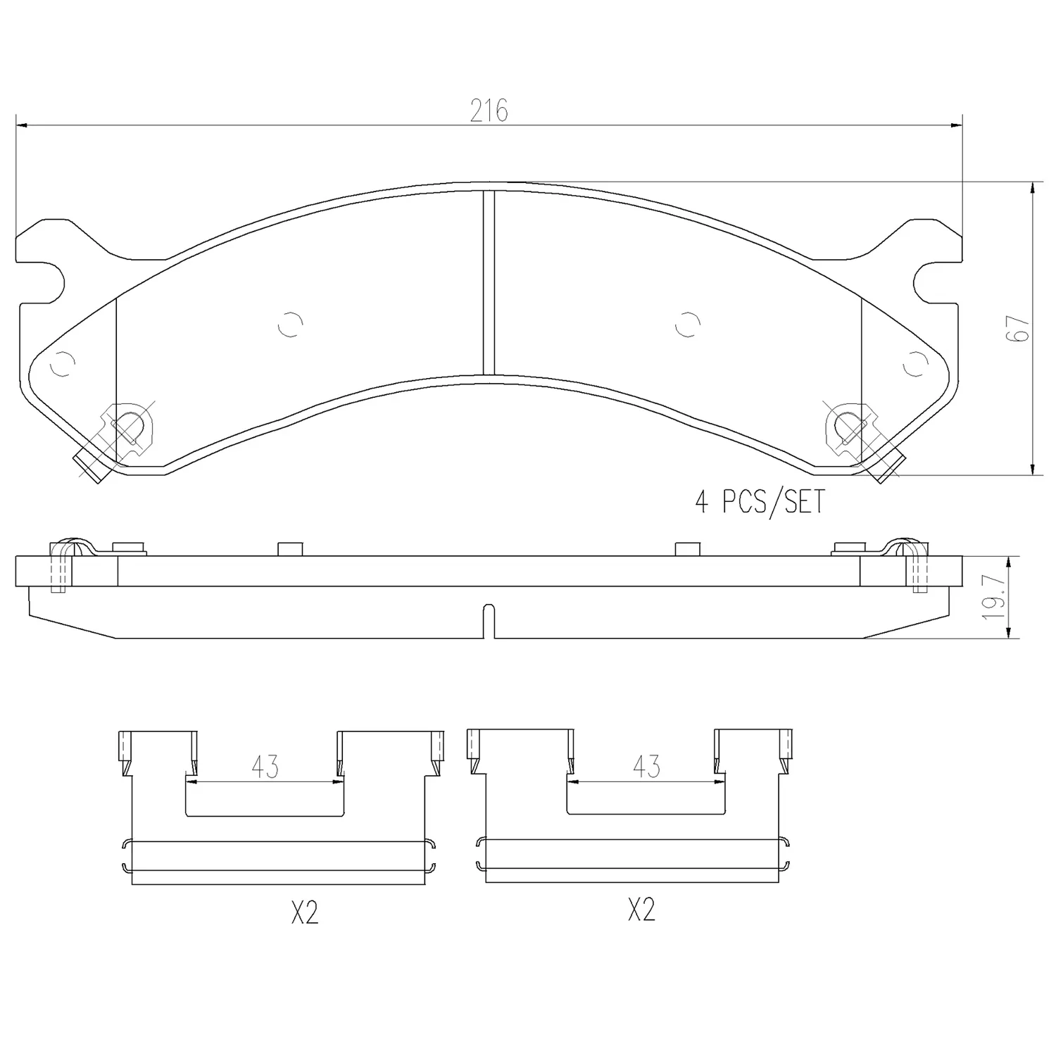 Brembo 01-06 Chevrolet Silverado 3500 Premium NAO Ceramic OE Equivalent Pad - Rear - Image 3