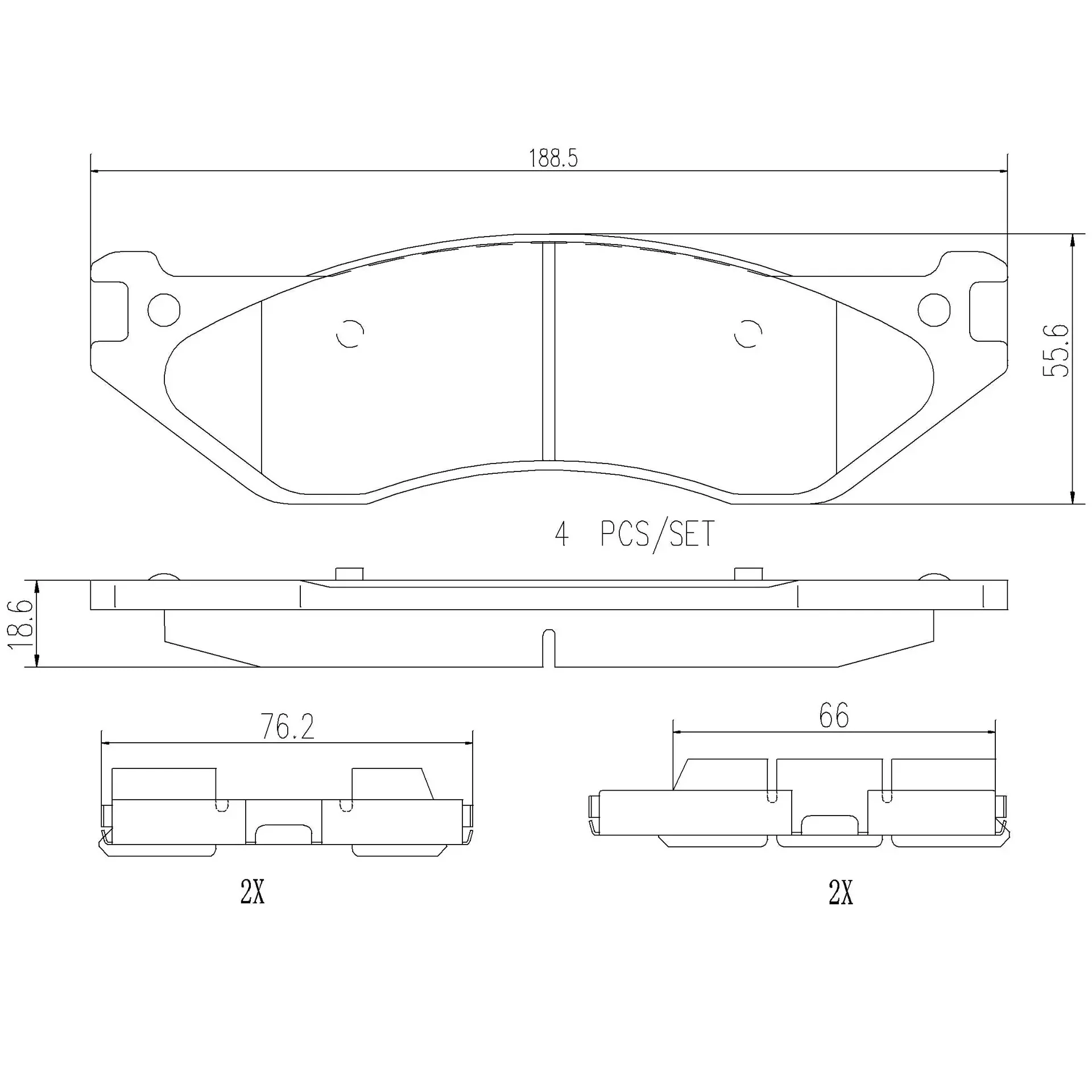 Brembo 03-06 Dodge Durango/02-05 Ram 1500 Front Premium NAO Ceramic OE Equivalent Pad - Image 3