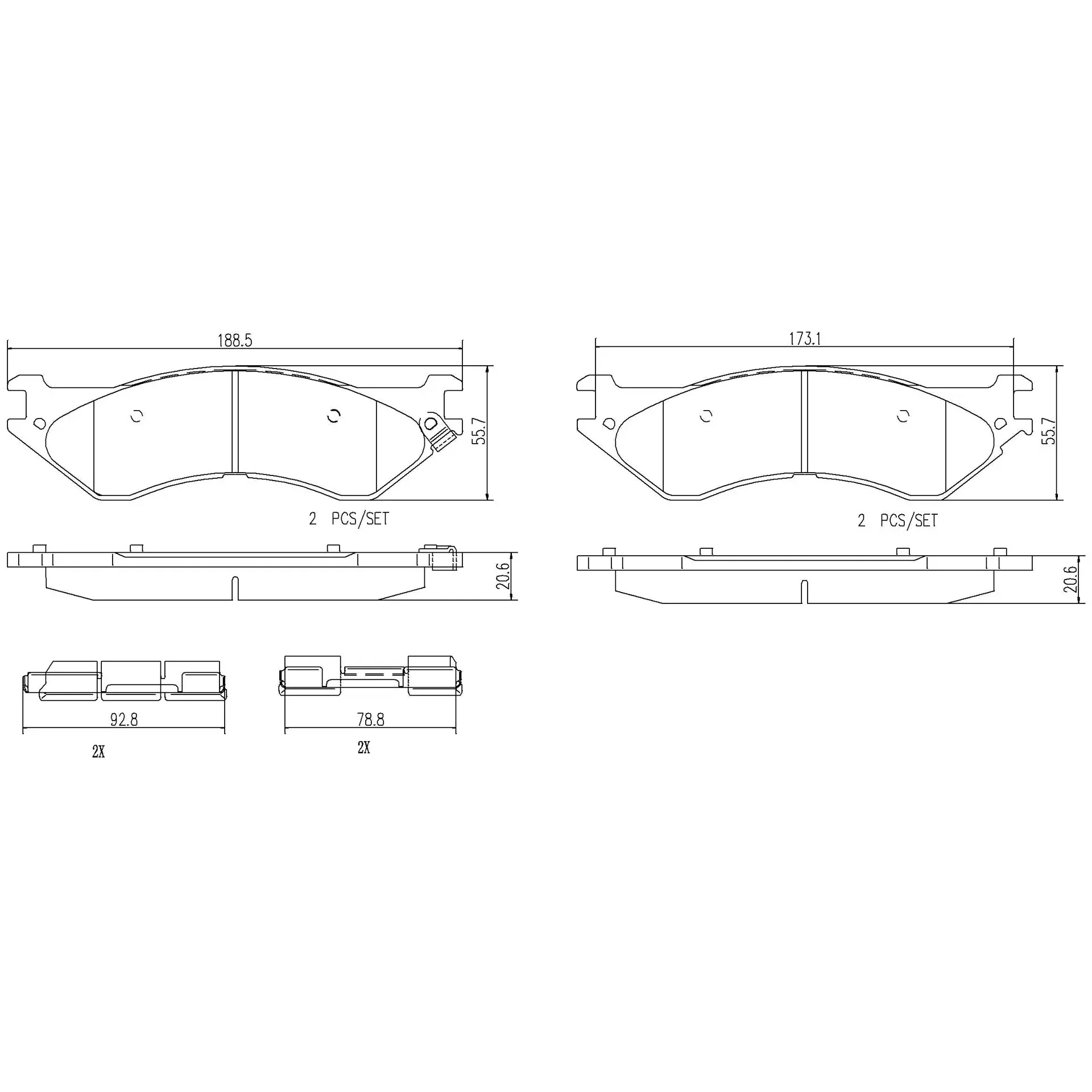 Brembo 04-08 Dodge Ram 1500/03-08 Ram 2500/Ram 3500 Rear Premium NAO Ceramic OE Equivalent Pad - Image 3