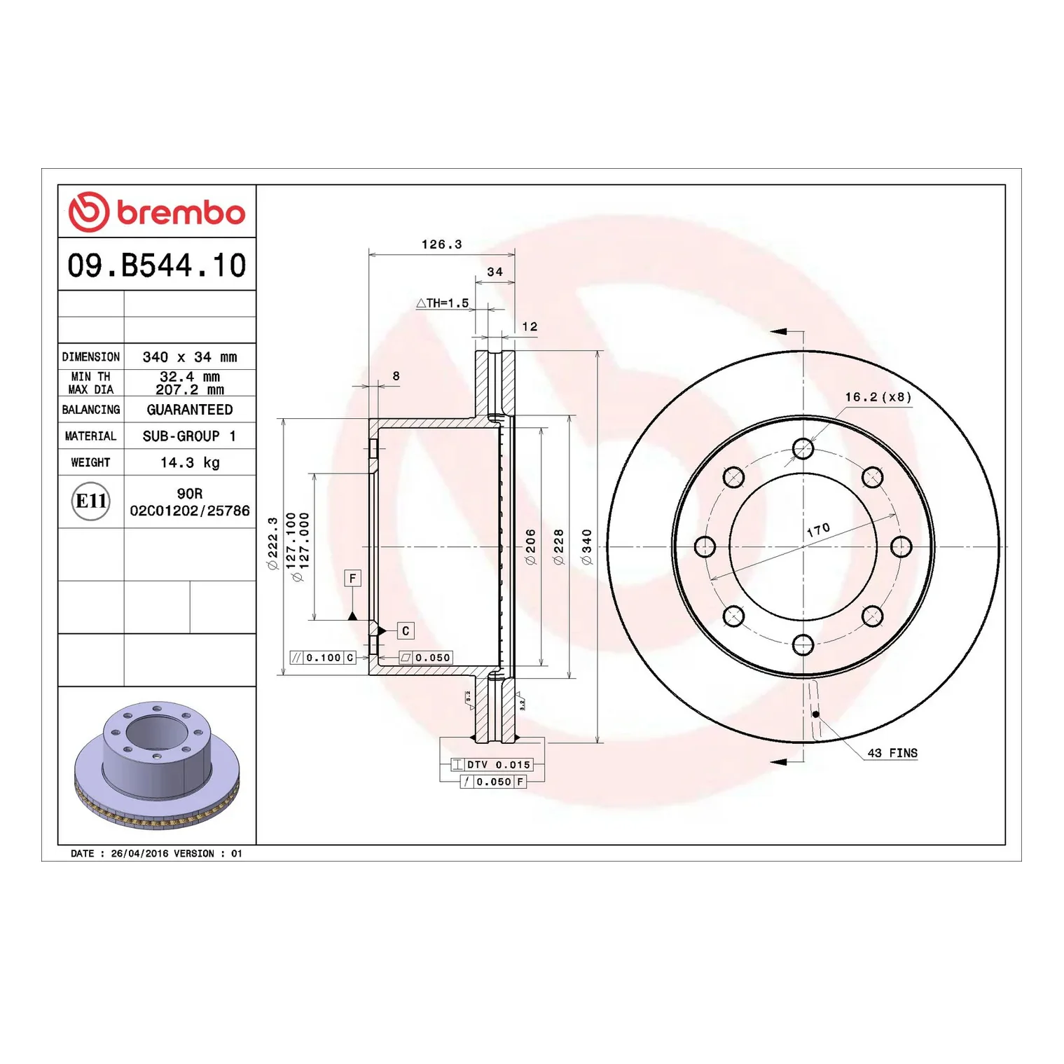 Brembo 05-12 Ford F-250 Super Duty/F-350 Super Duty Rear Premium OE Equivalent Rotor - Image 6