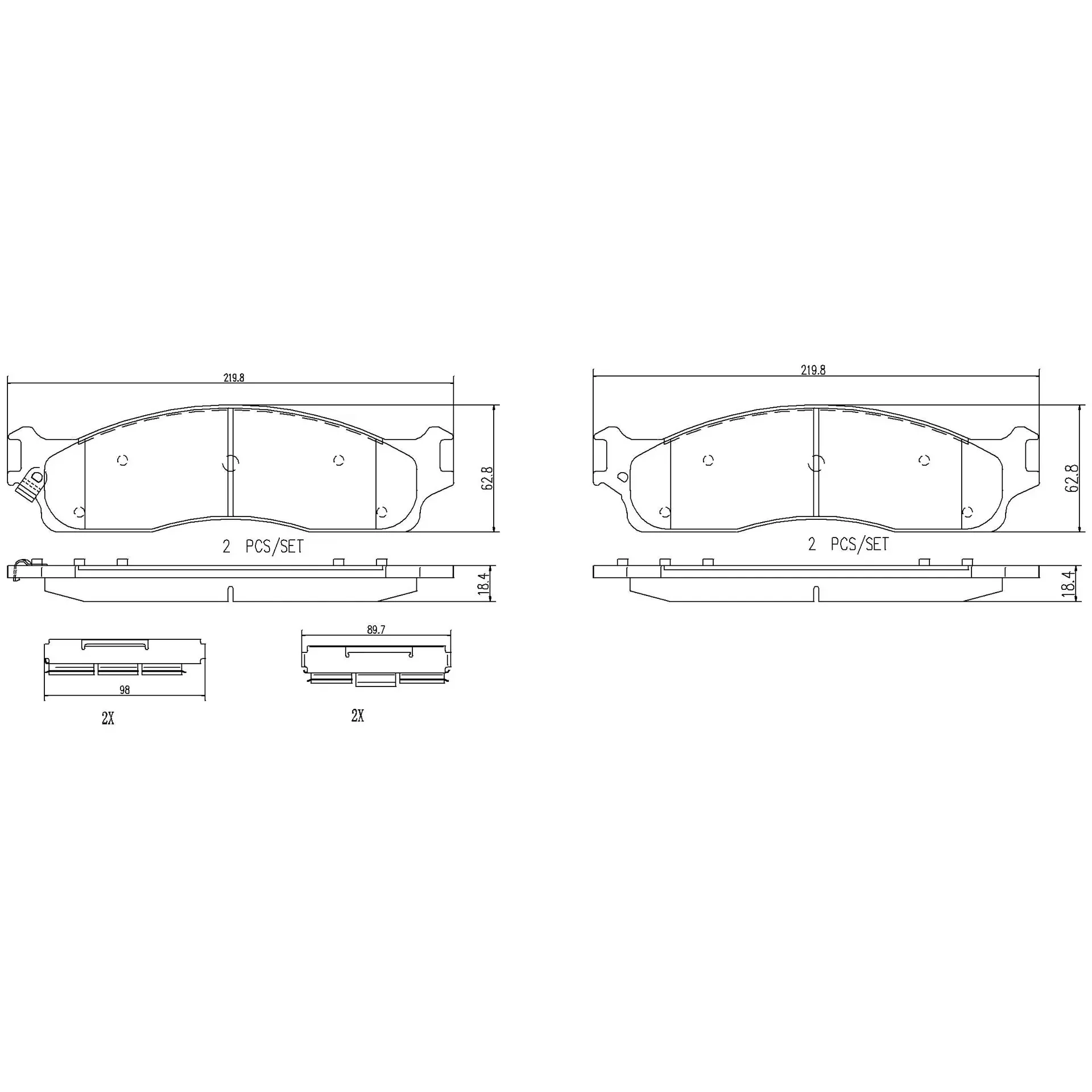 Brembo 06-08 Dodge Ram 1500/03-08 Ram 2500/Ram 3500 Front Premium NAO Ceramic OE Equivalent Pad - Image 3
