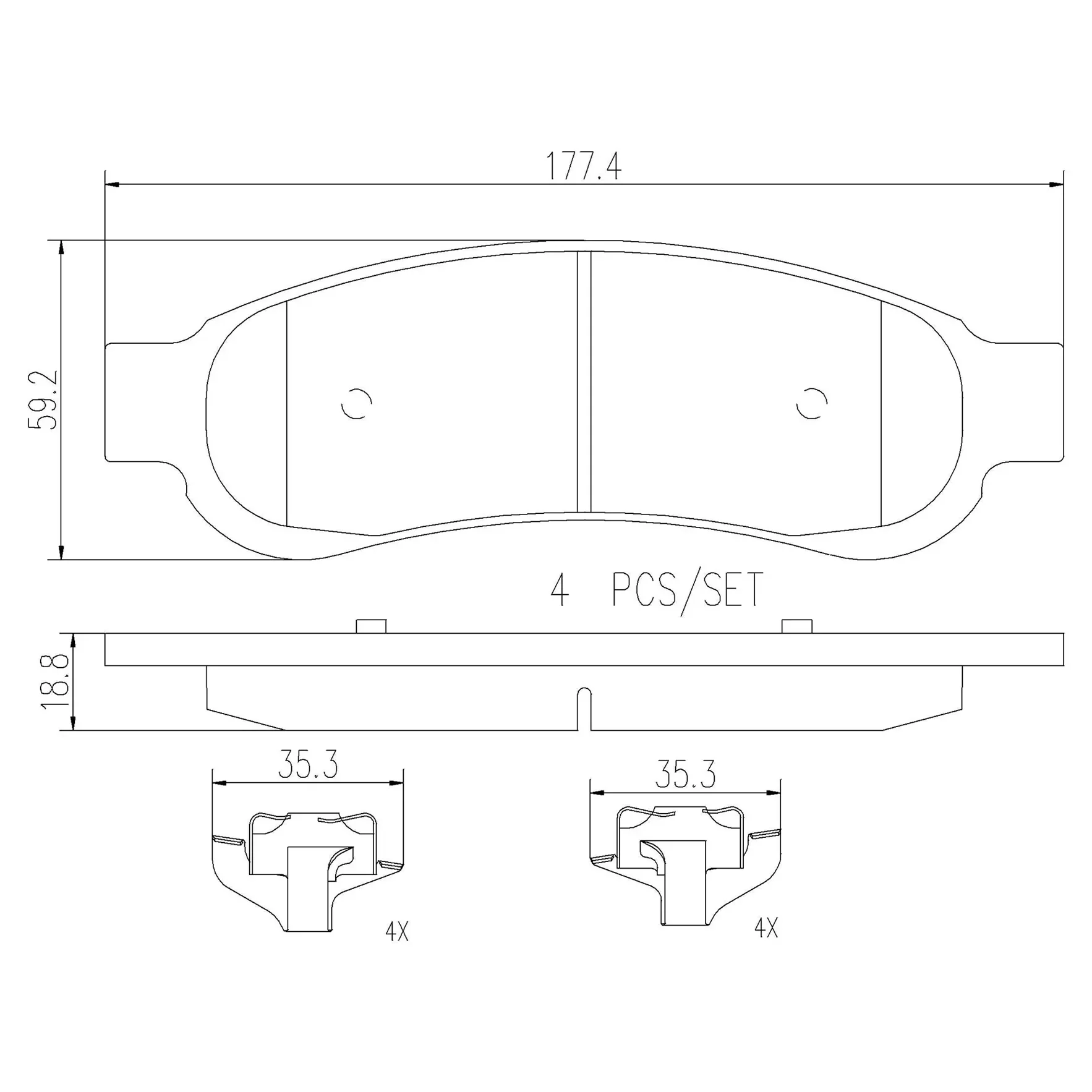 Brembo 08-13 Ford F-250 Super Duty/05-12 F-350 Super Duty Rear Premium NAO Ceramic OE Equivalent Pad - Image 3