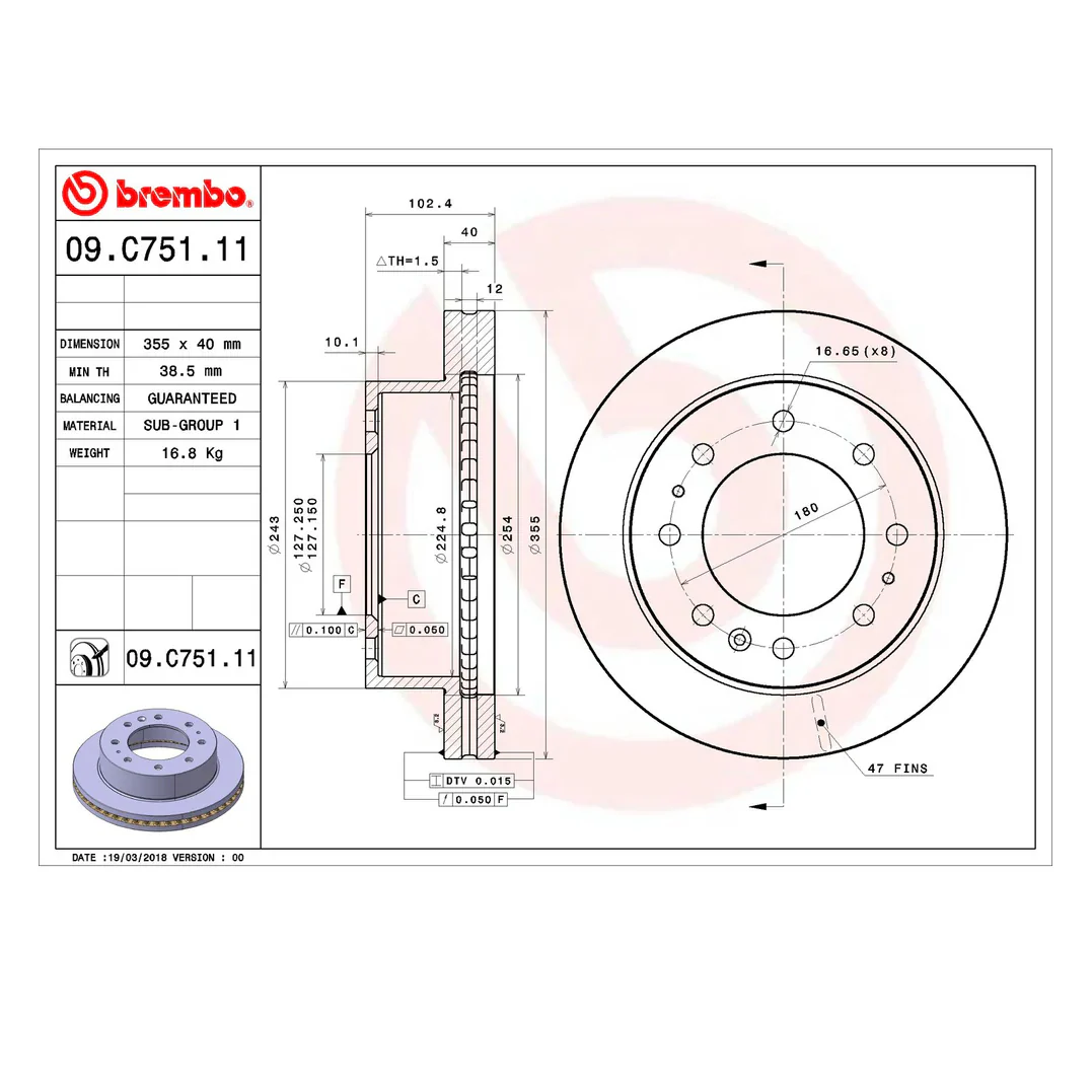 Brembo 11-15 Chevy Silverado 2500 HD/Silverado 3500 HD Front Premium OE Equivalent Rotor - Image 6