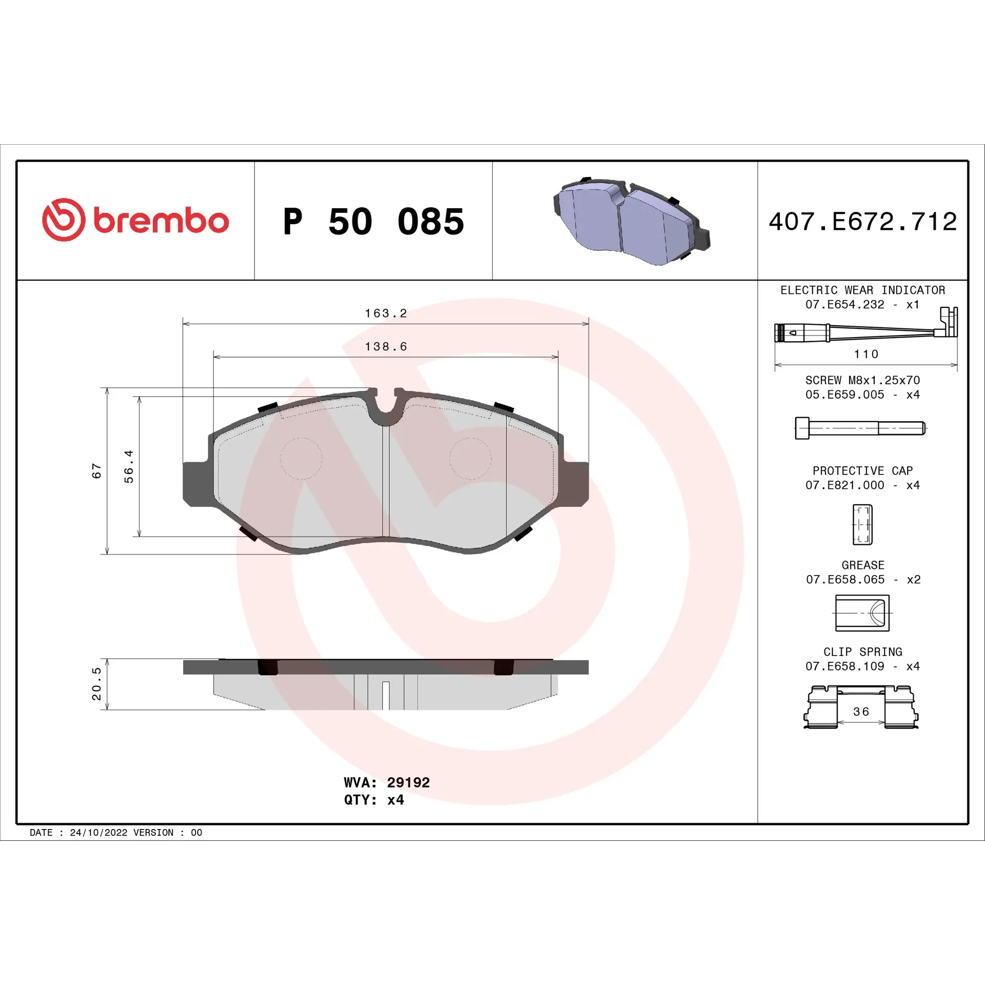 Brembo 16-19 Mercedes-Benz Metris/10-18 Sprinter 2500 Front Premium Low-Met OE Equivalent Pad - Image 5