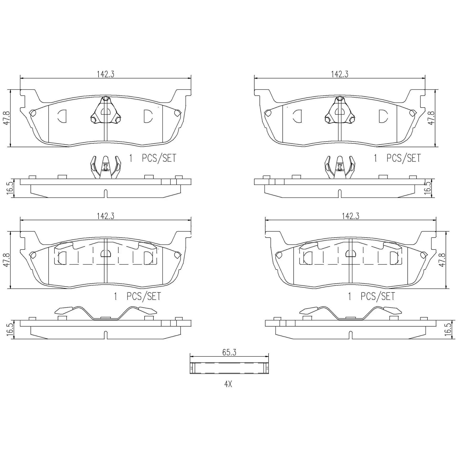 Brembo 1997 Ford Expedition Premium NAO Ceramic OE Equivalent Pad - Rear - Image 3