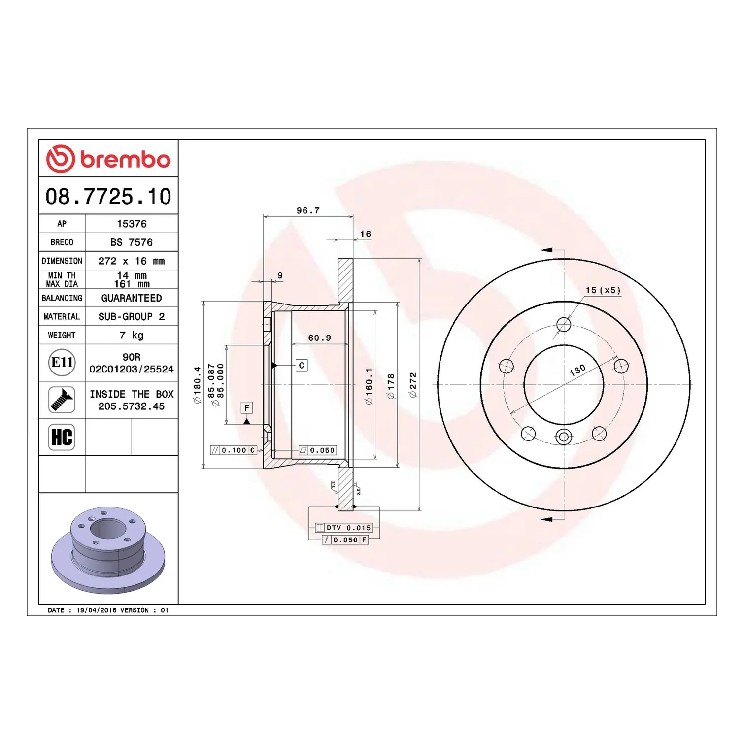 Brembo 2003 Dodge Sprinter 2500/03-11 Mercedes-Benz G55 AMG Rear Premium OE Equivalent Rotor - Image 9