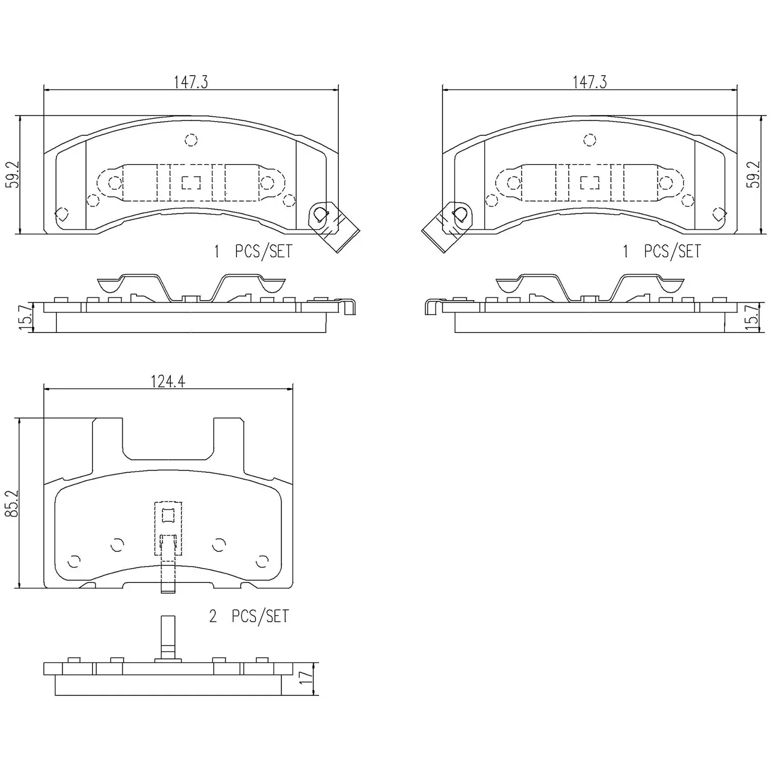 Brembo 95-99 Chevrolet C1500 Suburban Premium NAO Ceramic OE Equivalent Pad - Front - Image 3