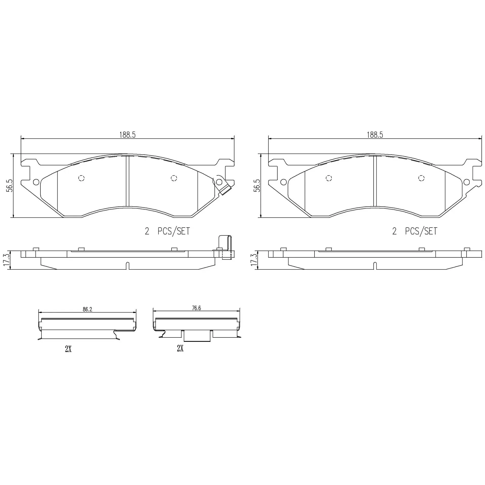 Brembo 97-02 Ford Expedition/98-02 Lincoln Navigator Front Premium NAO Ceramic OE Equivalent Pad - Image 3