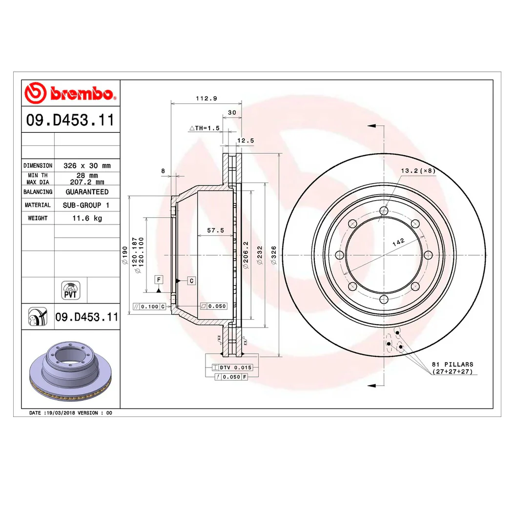 Brembo 99-04 Ford F-350 Super Duty Rear Premium OE Equivalent Rotor - Image 6