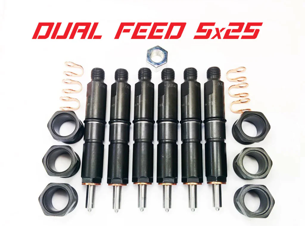 Dodge 94-98 12v Dual Feed 5x25 Injector Set Dynomite Diesel