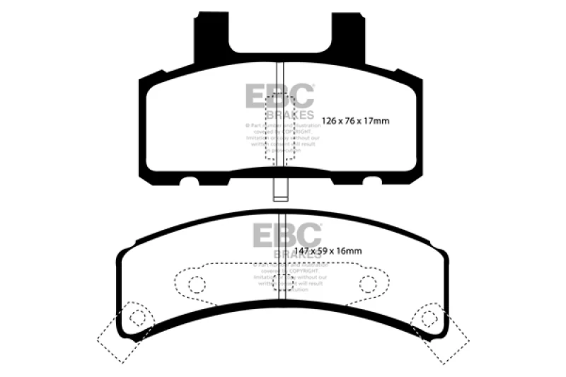 EBC 97-99 Cadillac Deville 4.6 (Rear Drums) Yellowstuff Front Brake Pads - Image 2