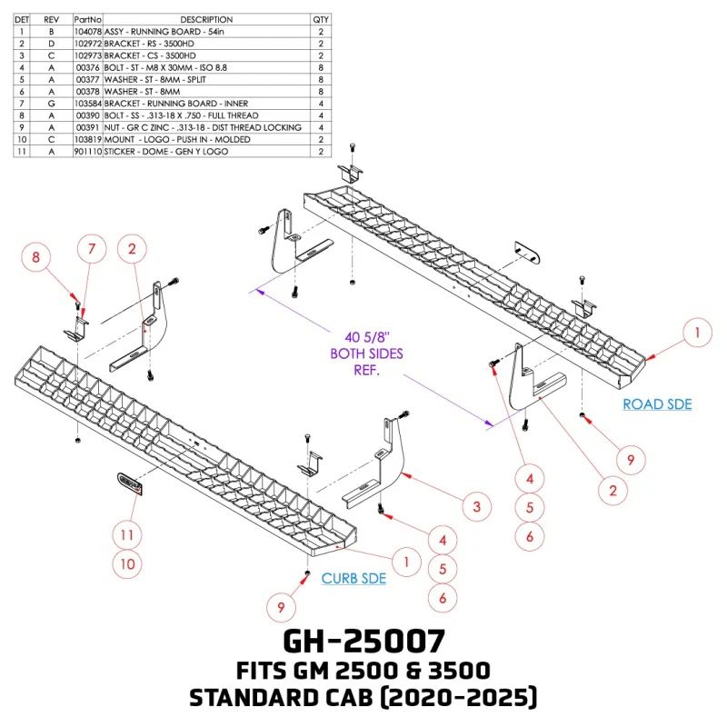 Gen-Y 20-25 GM 2500/3500 Standard Cab Running Boards - Image 5