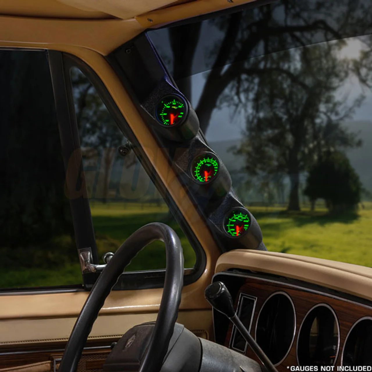 GlowShift GS-382 Black Triple Pillar Pod 89-93 12v 1st Gen Dodge Cummins - Image 3