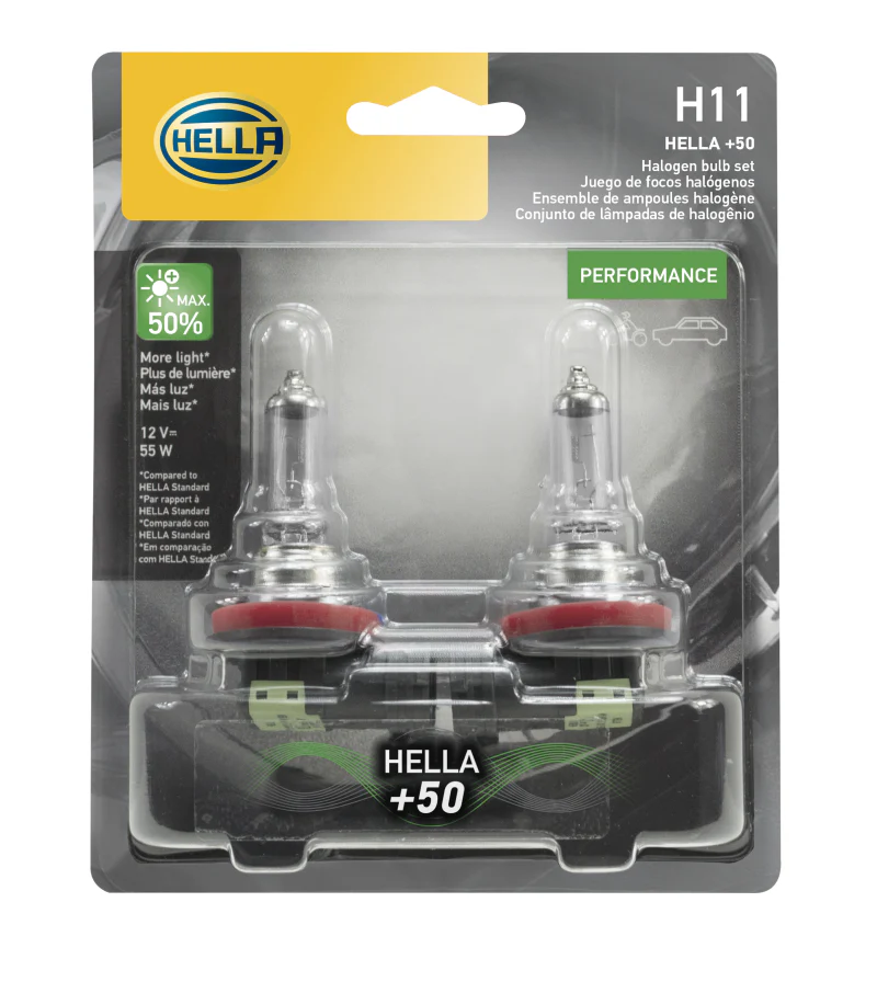 Hella H11 12V 55W PGJ19-2 T4 +50 Performance Halogen Bulb - Pair - Image 9