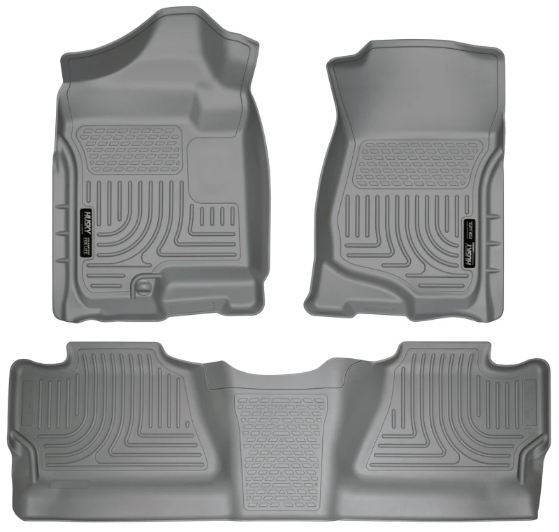 Husky Liners 07-12 Chevy Silverado/GMC Sierra Crew Cab WeatherBeater Combo Gray Floor Liners - Image 2