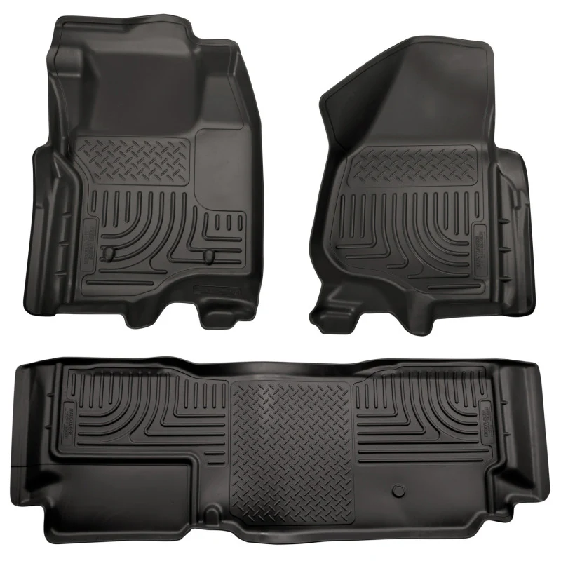 Husky Liners 11-12 Ford SD Super Cab WeatherBeater Combo Black Floor Liners (w/o Manual Trans Case) - Image 2