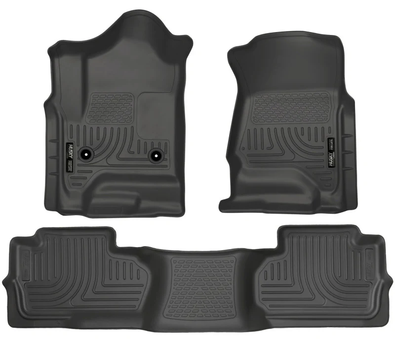 Husky Liners 14 Chevrolet Silverado/GMC Sierra Dbl Cab WeatherBeater Black Front&2nd Seat Floor Line - Image 2