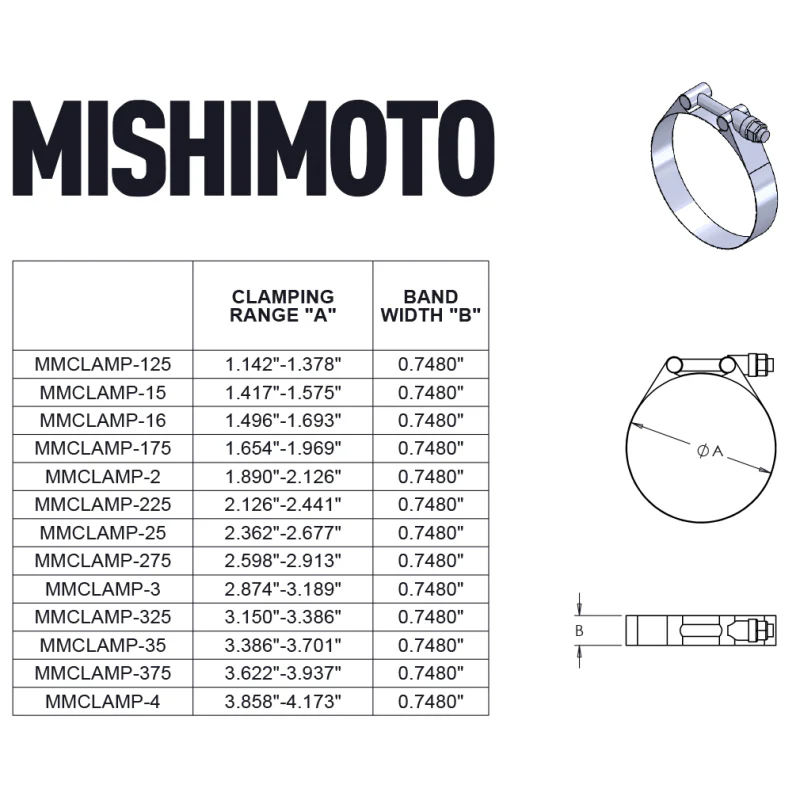 Mishimoto 3 Inch Stainless Steel T-Bolt Clamps - Gold - Image 2