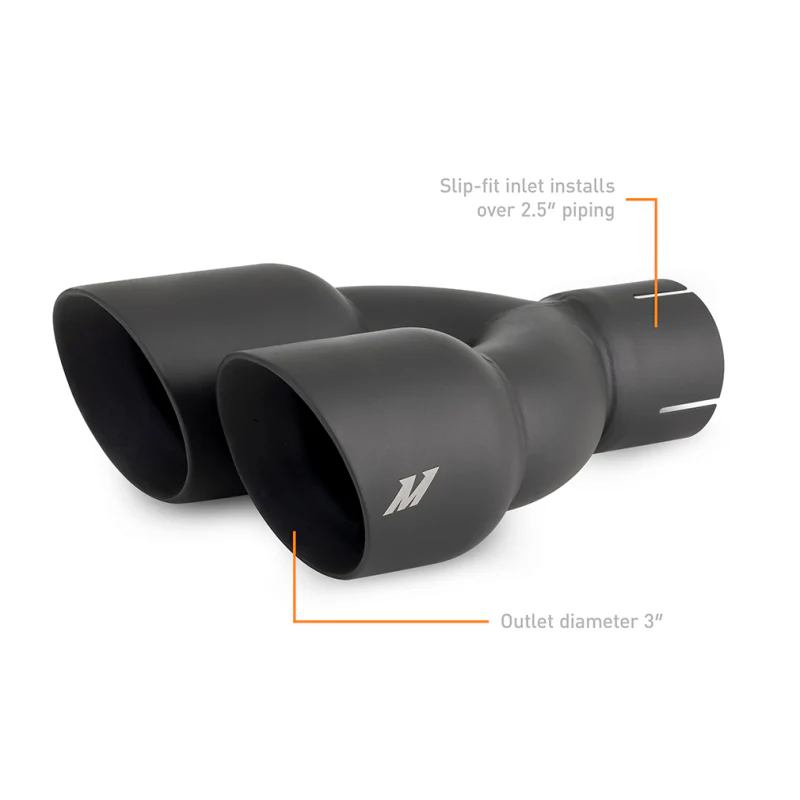 Mishimoto Dual Offset Tips 2.5in Inlet 3in Outlet Slash Cut - Black - Image 5