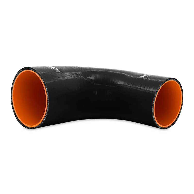 Mishimoto Silicone Reducer Coupler 90 Degree 3.5in to 4in - Black - Image 3